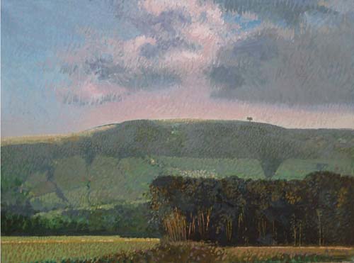 Paesaggio con collina e alberi