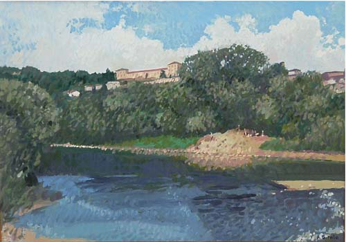 Il Po con castello di Moncalieri 