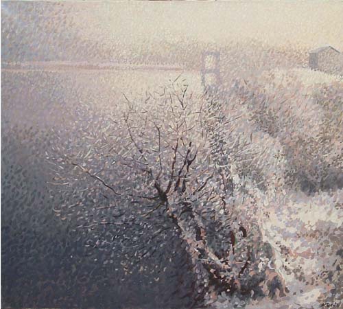 Fiume nel freddo mattino