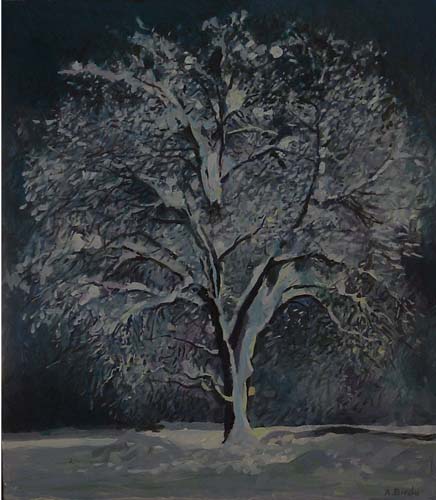 Albero innevato
