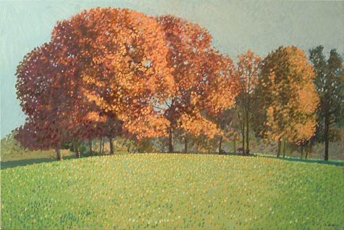 Schiera di alberi, d'autunno