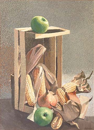 Composizione con mele e pannocchie