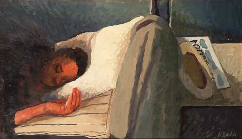 Interno con uomo che dorme