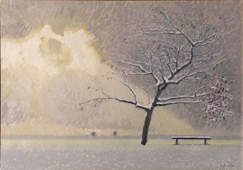 Luce e albero innevato